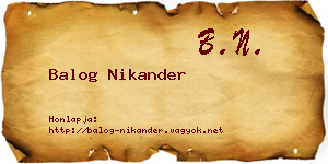 Balog Nikander névjegykártya