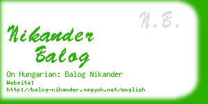 nikander balog business card